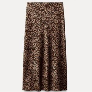 Zara satin Leopard Print Maxi Skirt